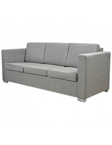 Divano a 3 Posti in Tessuto Grigio Chiaro