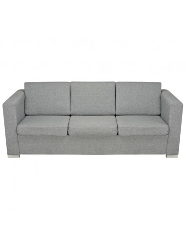 Divano a 3 Posti in Tessuto Grigio Chiaro