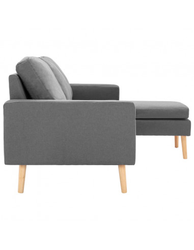 Divano a 3 Posti con Poggiapiedi Grigio Chiaro in Tessuto