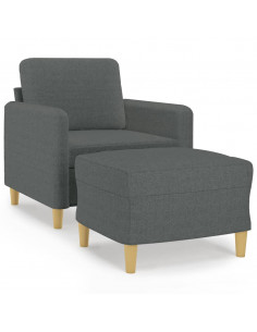 Poltrona con Poggiapiedi Grigio Scuro 60 cm in Tessuto 2
