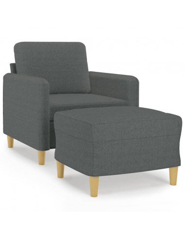 Poltrona con Poggiapiedi Grigio Scuro 60 cm in Tessuto