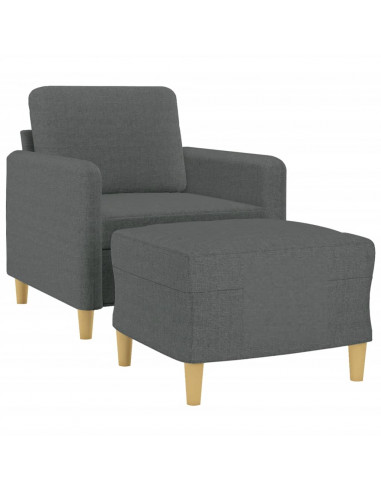 Poltrona con Poggiapiedi Grigio Scuro 60 cm in Tessuto