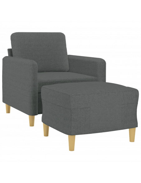Poltrona con Poggiapiedi Grigio Scuro 60 cm in Tessuto