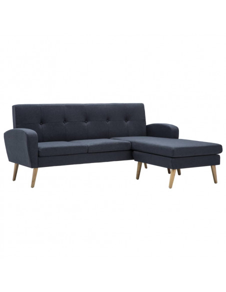Divano a L Imbottito in Tessuto 186x136x79 cm Grigio Scuro
