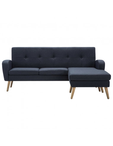 Divano a L Imbottito in Tessuto 186x136x79 cm Grigio Scuro