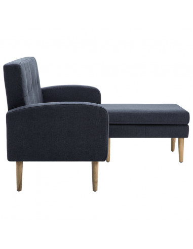 Divano a L Imbottito in Tessuto 186x136x79 cm Grigio Scuro