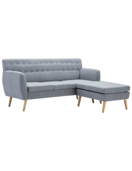 Divano a L Rivestito in Tessuto 171,5x138x81,5 cm Grigio Chiaro