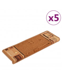 Tappetini per Scale Autoadesivi 5 pz 65x21x4 cm Beige 2