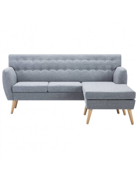 Divano a L Rivestito in Tessuto 171,5x138x81,5 cm Grigio Chiaro