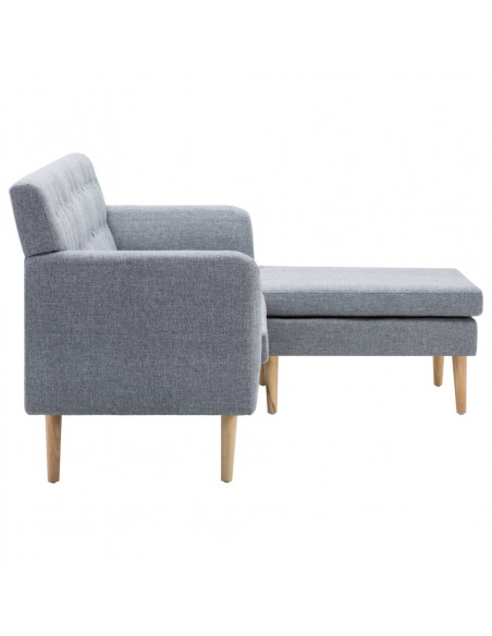Divano a L Rivestito in Tessuto 171,5x138x81,5 cm Grigio Chiaro
