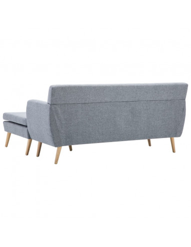 Divano a L Rivestito in Tessuto 171,5x138x81,5 cm Grigio Chiaro