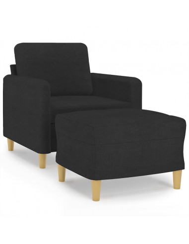 Poltrona con Poggiapiedi Nero 60 cm in Tessuto