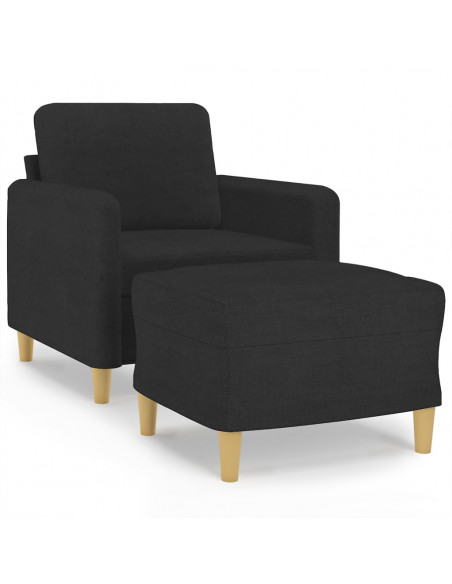 Poltrona con Poggiapiedi Nero 60 cm in Tessuto
