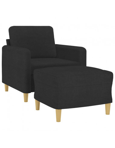 Poltrona con Poggiapiedi Nero 60 cm in Tessuto