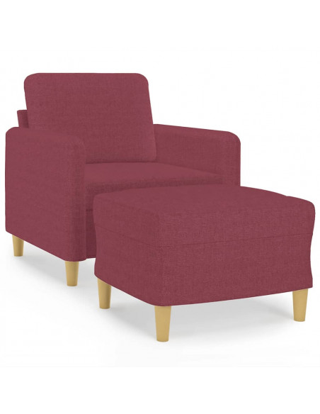 Poltrona con Poggiapiedi Rosso Vino 60 cm in Tessuto