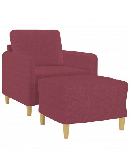 Poltrona con Poggiapiedi Rosso Vino 60 cm in Tessuto