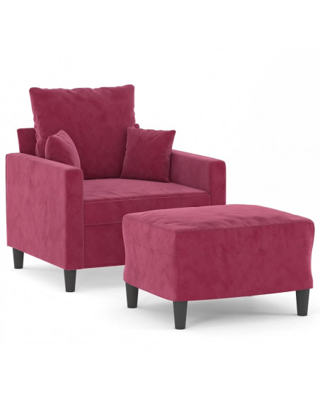 Poltrona con Poggiapiedi Rosso Vino 60 cm in Velluto