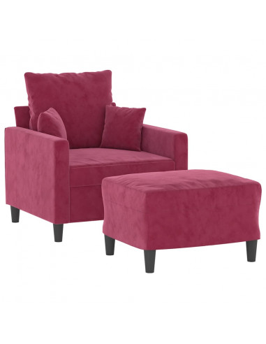 Poltrona con Poggiapiedi Rosso Vino 60 cm in Velluto
