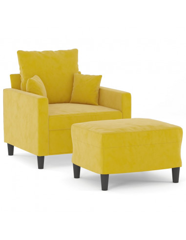 Poltrona con Poggiapiedi Giallo 60 cm in Velluto