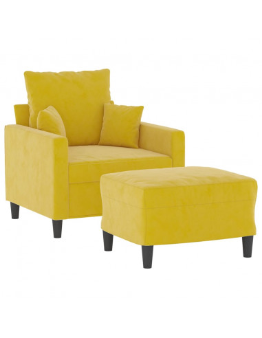 Poltrona con Poggiapiedi Giallo 60 cm in Velluto