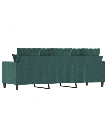 Divano a 3 Posti Verde Scuro 180 cm in Velluto