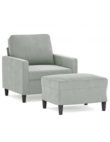 Poltrona con Poggiapiedi Grigio Chiaro 60 cm in Velluto