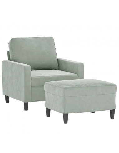 Poltrona con Poggiapiedi Grigio Chiaro 60 cm in Velluto