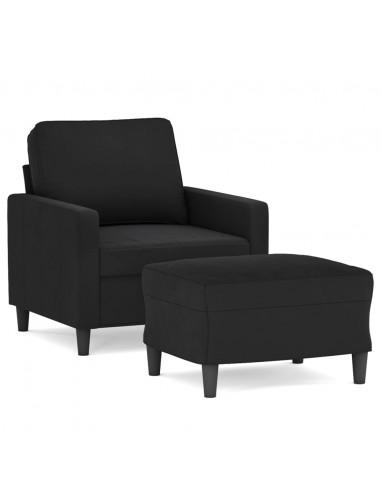 Poltrona con Poggiapiedi Nero 60 cm in Velluto