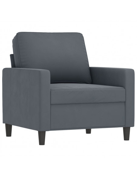 Poltrona con Poggiapiedi Grigio Scuro 60 cm in Velluto