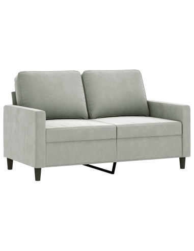 Set di Divani 3 pz con Cuscini Grigio Chiaro in Velluto