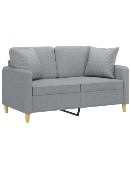 Divano a 2 Posti con Cuscini Grigio Chiaro 120 cm in Tessuto