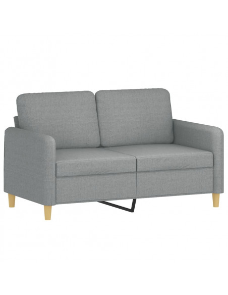 Divano a 2 Posti con Cuscini Grigio Chiaro 120 cm in Tessuto