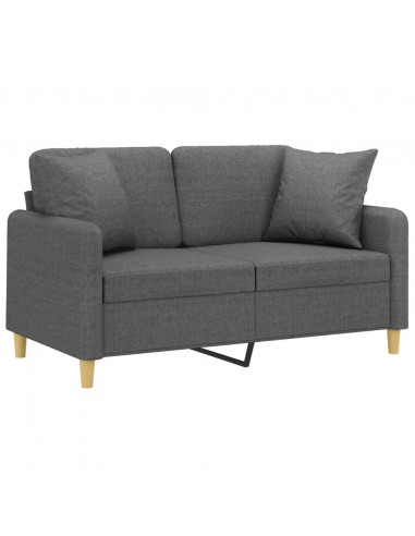 Divano a 2 Posti con Cuscini Grigio Scuro 120 cm in Tessuto