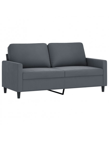 Set di Divani 2 pz con Cuscini Grigio Scuro in Velluto