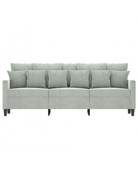 Divano a 3 Posti Grigio Chiaro 180 cm in Velluto