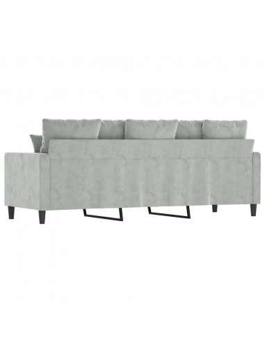 Divano a 3 Posti Grigio Chiaro 180 cm in Velluto