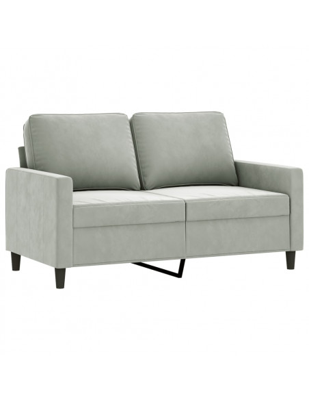 Set di Divani 2 pz con Cuscini Grigio Chiaro in Velluto