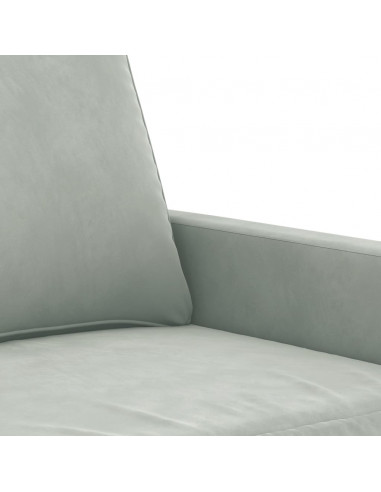 Set di Divani 3 pz con Cuscini Grigio Chiaro in Velluto