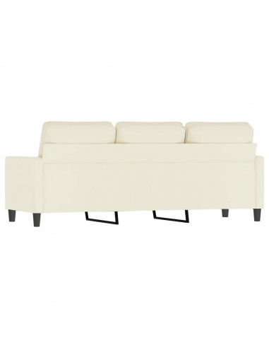 Divano a 3 Posti Crema 180 cm in Velluto