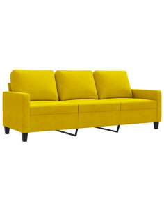 Divano a 3 Posti Giallo 180 cm in Velluto 2