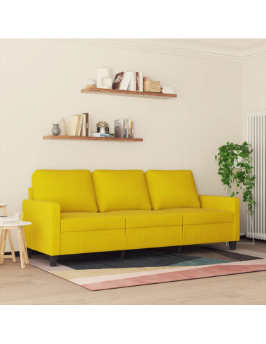 Divano a 3 Posti Giallo 180 cm in Velluto