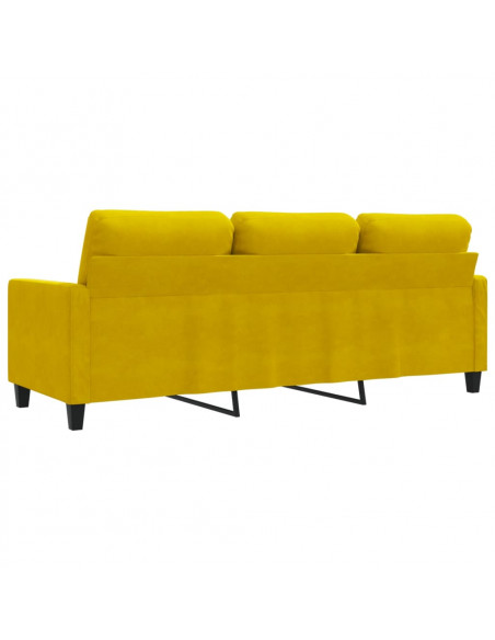 Divano a 3 Posti Giallo 180 cm in Velluto