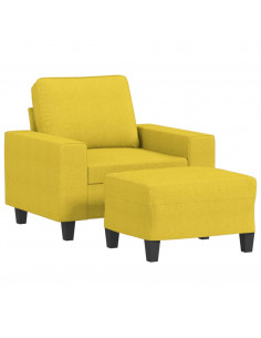 Poltrona con Poggiapiedi Giallo Chiaro 60 cm in Tessuto 2