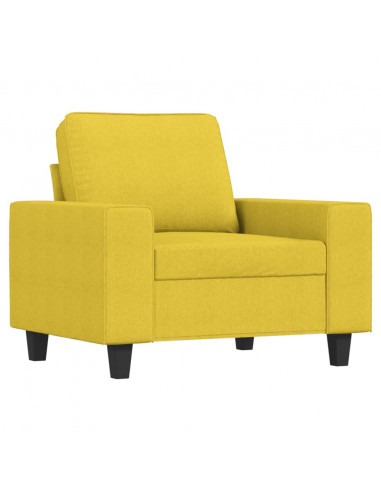Poltrona con Poggiapiedi Giallo Chiaro 60 cm in Tessuto