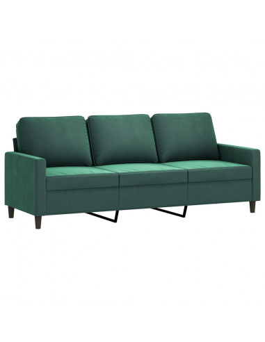 Divano a 3 Posti Verde Scuro 180 cm in Velluto