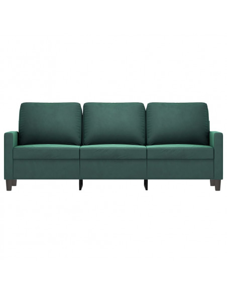 Divano a 3 Posti Verde Scuro 180 cm in Velluto