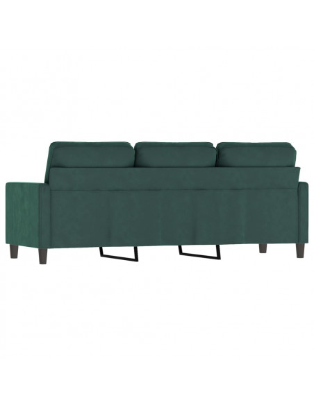 Divano a 3 Posti Verde Scuro 180 cm in Velluto