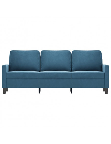 Divano a 3 Posti Blu 180 cm in Velluto