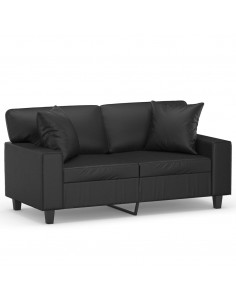 Divano a 2 Posti con Cuscini Nero 120 cm in Similpelle 2