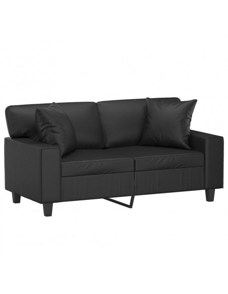 Divano a 2 Posti con Cuscini Nero 120 cm in Similpelle